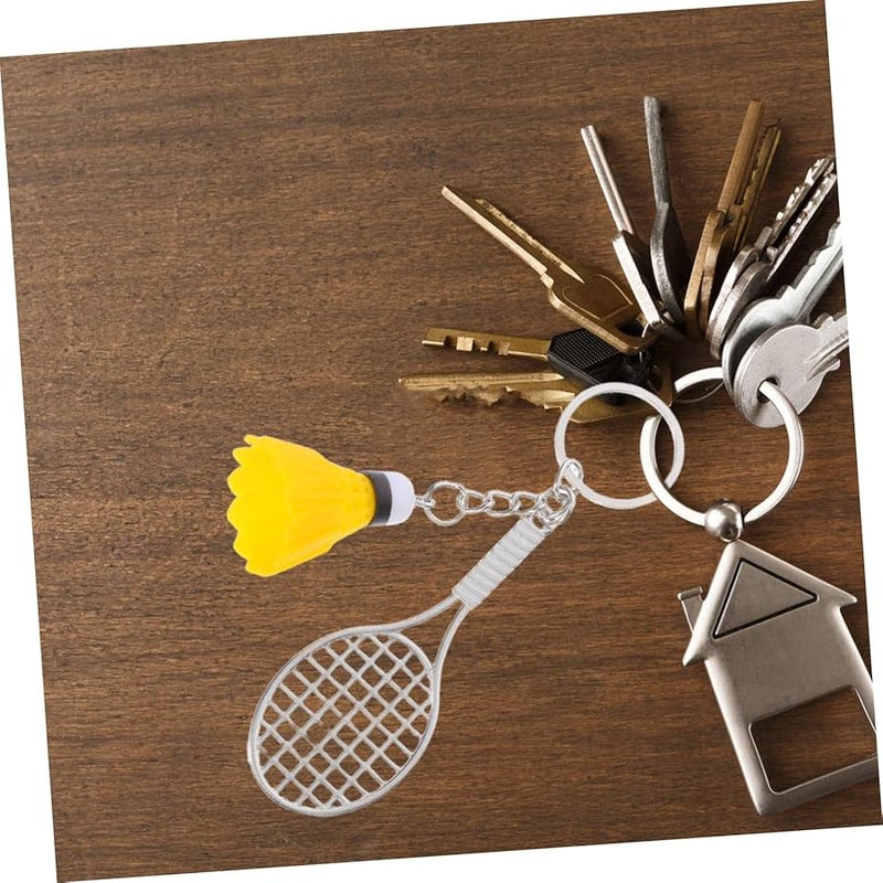 Stobaza 6pcs Mini Badminton Racket Keychain Pendant with Shuttlecock Charm Sports Gift - Image 5